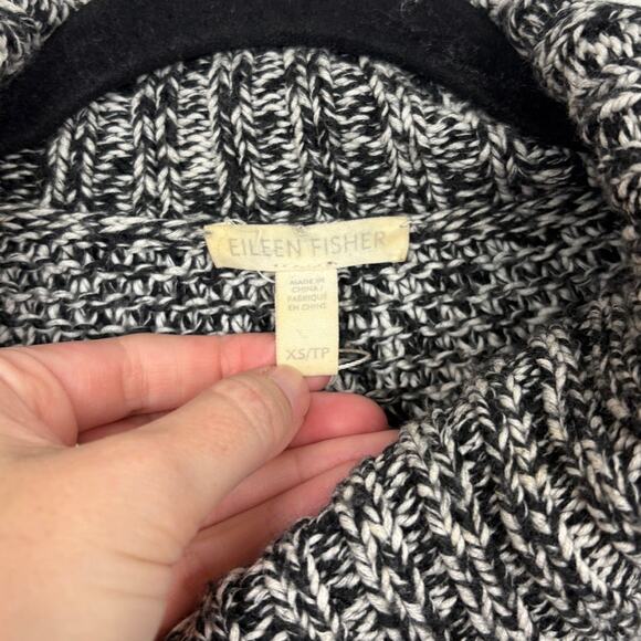 Eileen Fisher Organic Cotton Cashmere Knit Speckled Mock Neck Crochet Sweater XS - Picture 5 of 6